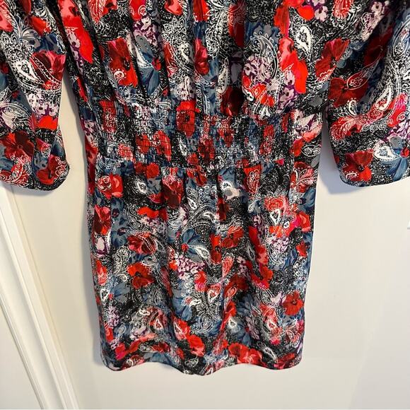 The Kooples Blue Red Floral Mini Dress Small - Picture 4 of 10